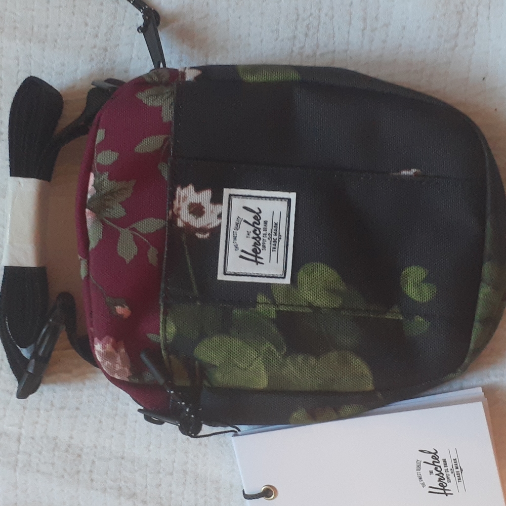 Herschel Supply Company Floral Crossbody Bag in Maroon, Black, Green